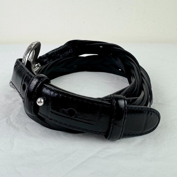 Brighton Vintage Black Leather Braided O-ring Belt - Picture 2 of 10